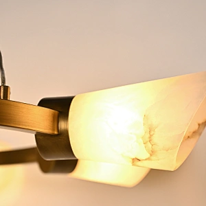 8-Holders Cloudy Alabaster Trumpets Chandelier